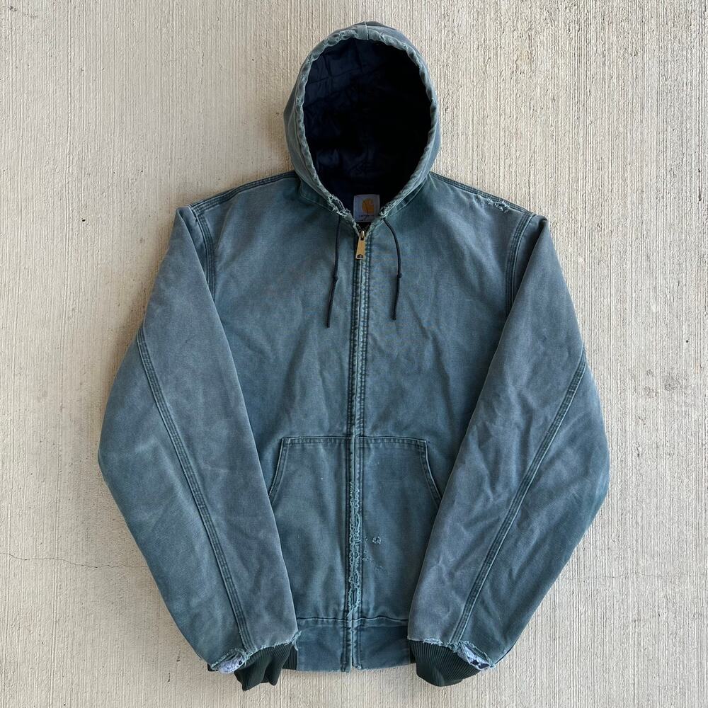 Carhartt green hooded work wear jacket